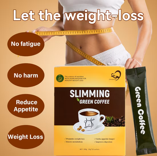 Jieruck Organic Natural Herbal Strong Effective Lose Weight Burn Belly Fat Skinny Detox Slim Green Coffee with Ganoderma