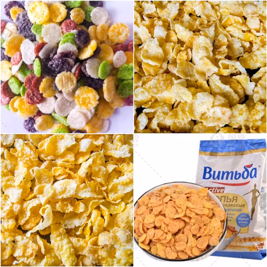 Bocado gemelo de los copos de maíz del tornillo que hace el equipo de la cadena de producción del cereal de desayuno